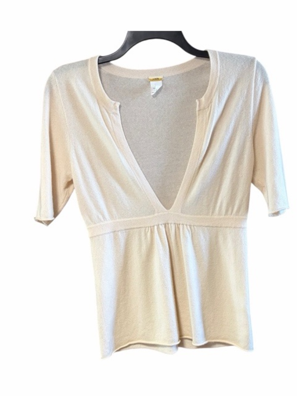 J.Crew Cashmere Ivory V-Neck Sweater Top